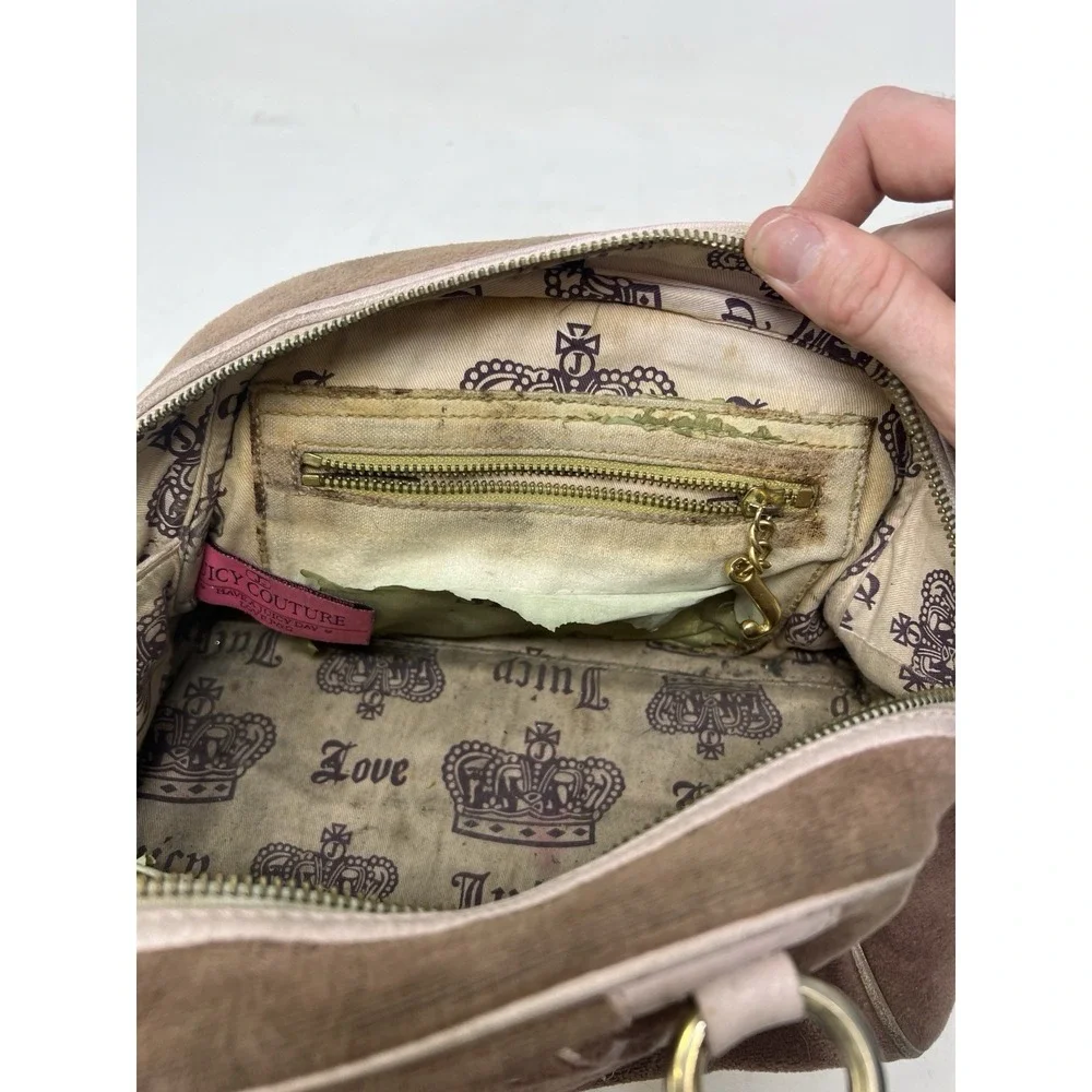 Y2K Vintage JUICY COUTURE Love P & G  French Terry Brown Bowler Bag AS IS LOOK